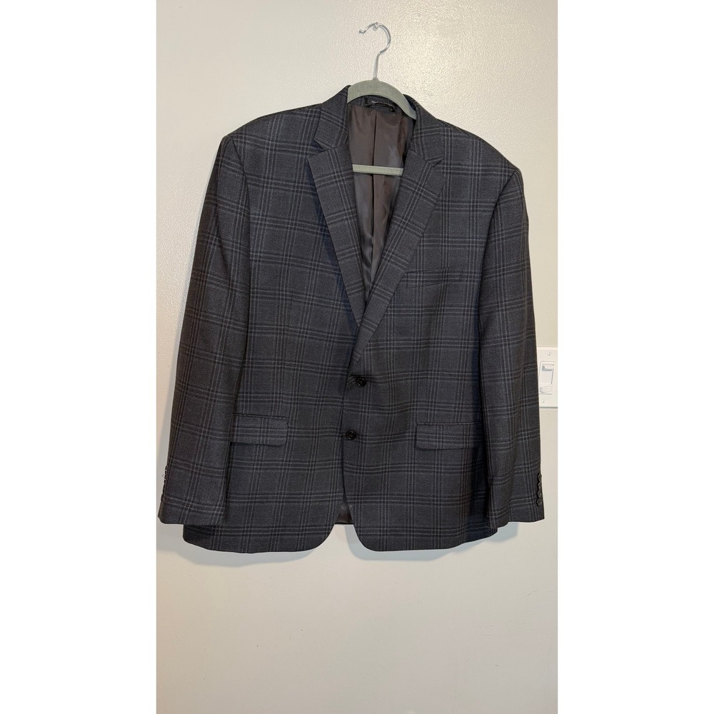 Lauren Ralph Lauren Mens 46R Grey Plaid Silk Wool Blazer Sport Coat Tailored